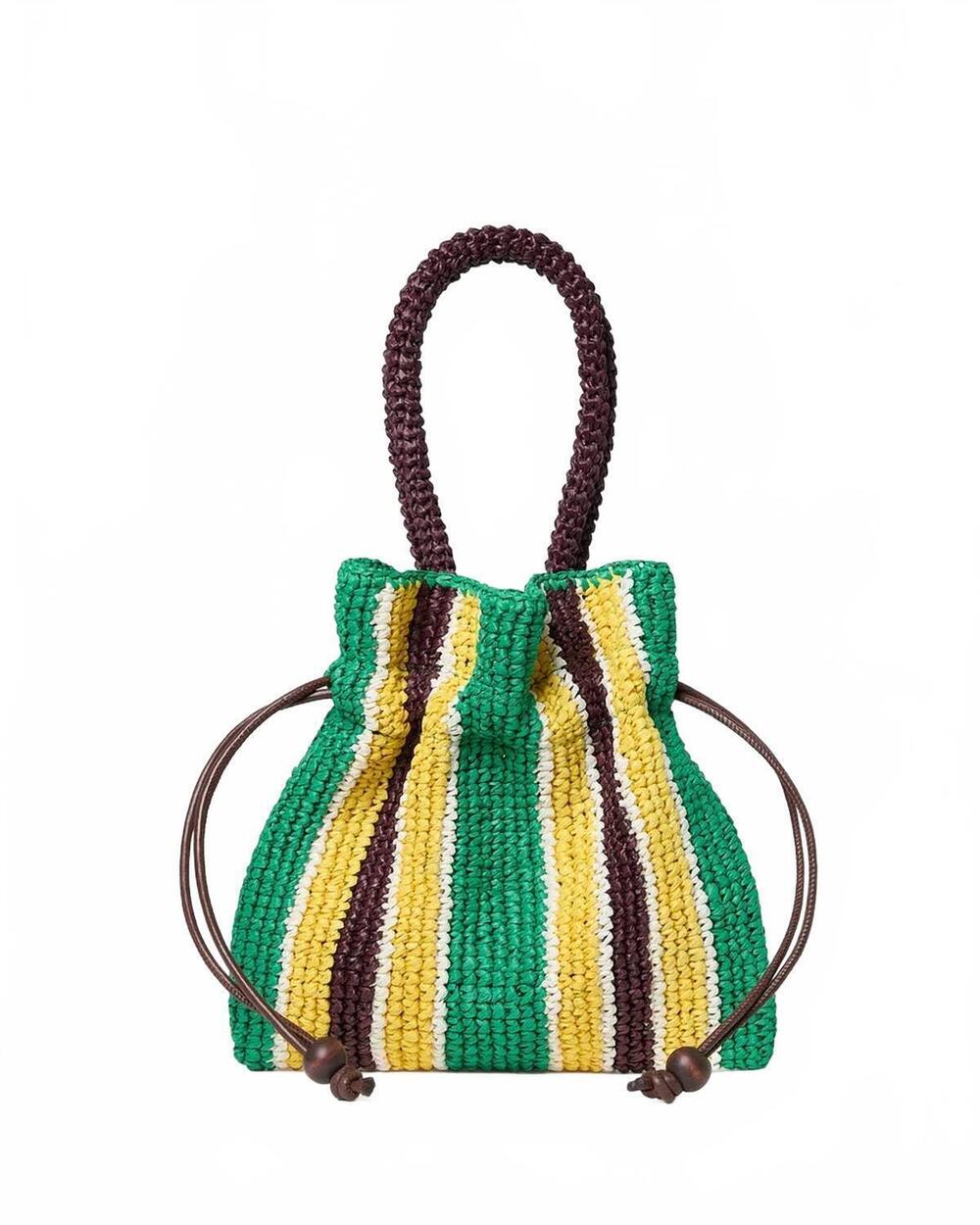 NEW LOEFFLER RANDALL kylie drawstring pouch in green/yellow